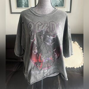 URBAN OUTFITTERS AC/DC Oversized Crop Tee
